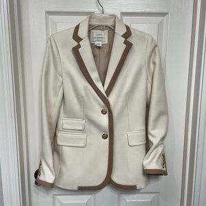 J.Crew Tipped Wool Blazer Tan Ivory Size 4
